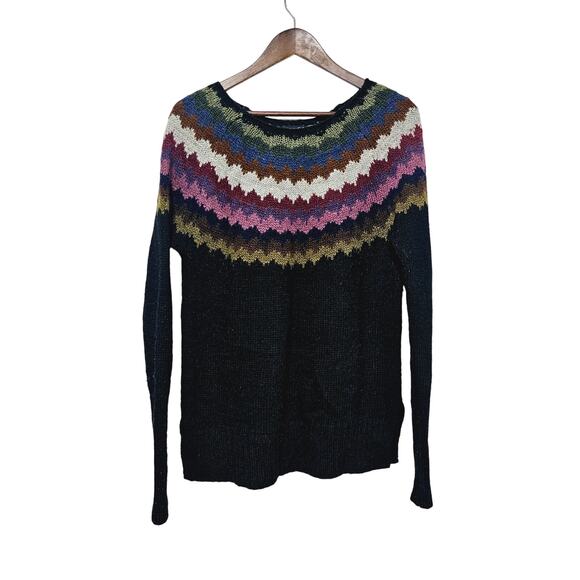 American Eagle Ahh-mazingly Soft Rainbow Yoke Fair Isle Crewneck Sweater Size M - Picture 3 of 9